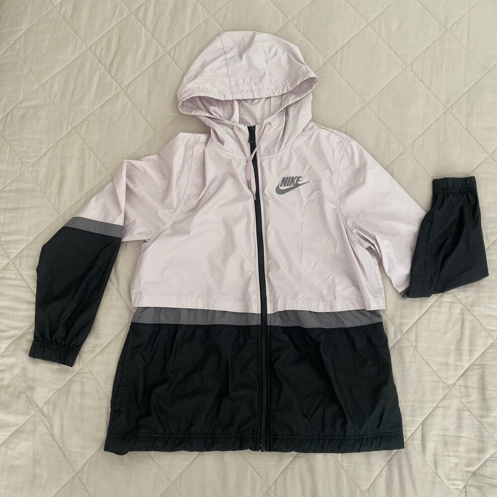 Nike Jacket Womens Small S Pink Sportswear Colorblock Windrunner Full Zip Hooded